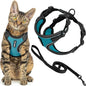 Voyager Escape-Proof Step-in Lock Cat Harness & 5ft Neoprene-Handle Leash Set All-Weather Mesh with Reflective Stitching for Small to Large Cats by Best Pet Supplies, Black Trim-Turquoise (327), XXS