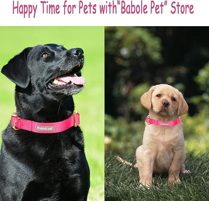 Nylon Dog Collar - Adjustable Rose Red Soft Webbing Dog Collars for Small Medium Large Dogs Boy Girl Puppy Collar with Safety Metal Buckle S