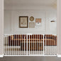 WAOWAO Baby Gate 71.65-76.35" Extra Wide Pressure Mounted Walk Through Swing Auto Close Safety White Metal Toddler Kids Child Dog Pet Puppy for Stairs,Doorways,Kitchen