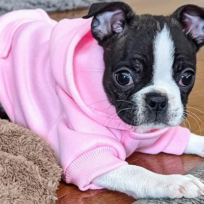 Jecikelon Winter Dog Hoodie Sweatshirts with Pockets Warm Dog Clothes for Small Dogs Chihuahua Coat Clothing Puppy Cat Custume (Pink, X-Small)