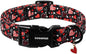DOGWONG Valentine's Day Dog Collar, Red Heart Dog Collars Female or Male Adjustable Cotton Pet Collar with Quick Release Buckle for Small Medium Large Dogs,XS