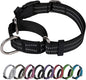 Martingale Dog Collar, Adjustable Nylon Reflective Collar with Buckle No Pull Dog Collar for Small Medium Large Dogs (Black S)