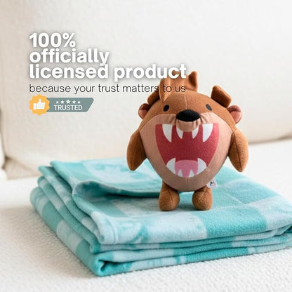 Looney Tunes Taz Tasmanian Devil Pet Throw & Pet Toy Pillow Set - 40in x 50in Super Soft Cozy Throw Blanket for Dogs & Cats - Couch/Bed/Car, (Officially Licensed Product) by Franco Pet