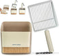 Metal Cat Litter Scooper with Holder, Stainless Steel Metal Litter Scoop Includes Portable Small Broom and Dustpan Set, Speed Sifter Cat Litter Scoop Captures All Clumps, Non-Slip Handle, Easy Clean