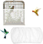 Universal Bird Cage Cover Skirt - Adjustable Soft Airy Nylon Mesh Net, Seed Catcher, Guard for Parrot, Parakeet, Macaw - Round & Square Cages (White)