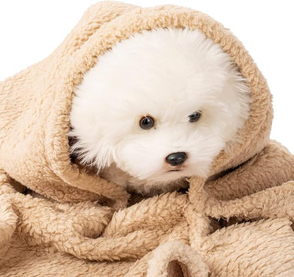 3 Blankets, Dog Cat Pet Blanket, Soft Warm Fleece, for Puppy, Small Dogs or Kitten, Cats, Plush Fuzzy Blanket for Bed, Sofa, Travel (32" x 24", 3/Pack, Beige+Light Gray+Dark Gray)