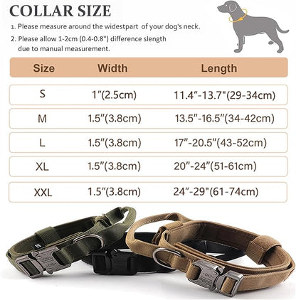 Tactical Dog Collar, Adjustable Military Training Nylon Dog Collar with Control Handle and Heavy Quick-Release Metal Buckle for Small Medium Large Dogs, Light Pink XXL