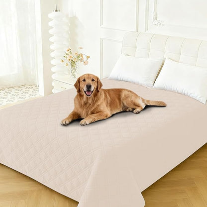 Waterproof Dog Bed Cover Pet Blanket, Soft Couch Cover for Dogs Washable, Non-Slip Dog Blanket Protect Furniture Couch Sofa Car for Puppy Large Dogs Cat (52x82 Inch, Beige)