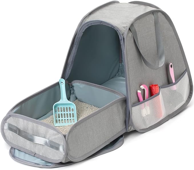 Collapsible Portable Cat Litter Box Standard for Travel Light Weight Leak-Proof，Sturdy，Prevent Litter Scatter Design Easy to Clean， Collapsible Travel Puppy Carrier，Portable Cat Playpen