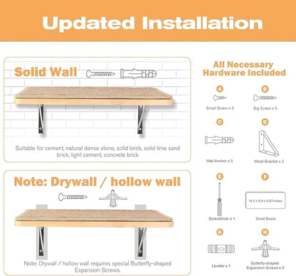 Wall Mounted 2 Pack Cat Shelf with 2 Pieces Four Steps Climber Stairs - Modern Cat Wall Furniture for Climbing, Lounging, and Playing - Perfect Hammock for Indoor Cats or Kitty