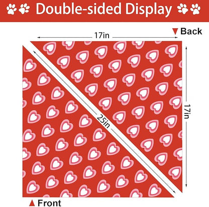 Valentine's Day Dog Bandana, 2 Pack Adjustable Holiday Party Birthday Pets Valentine Day Bandana Mother's Day Triangle Bibs Cat Scarf Set