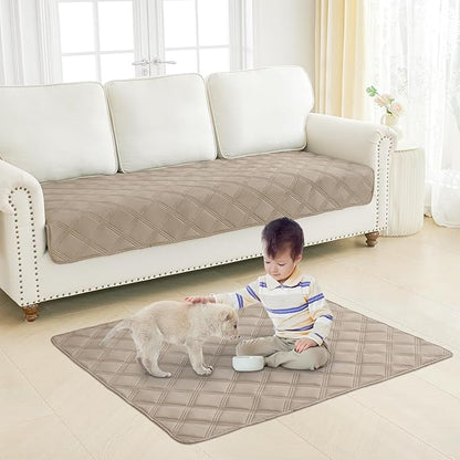 Smiry Waterproof Dog Bed Cover Blanket 40x50, Soft Reversible Pet Blanket, Washable Leakproof Cats Dogs Couch Cover for Sofa, Couch, Furniture, Taupe/Beige
