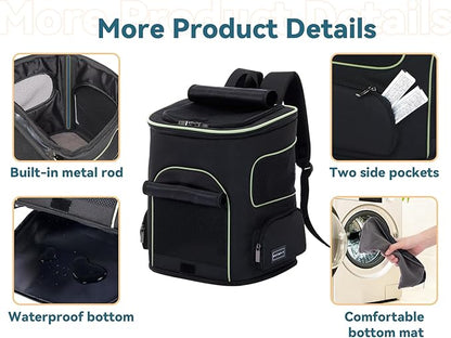 PETSFIT Dog Backpack Carrier with Upgraded Waist Protection Design, Cat Backpacks for Carrying Cats/Dogs/Puppies Up to 22 Pounds. Designed for Hiking Camping Traveling,Black