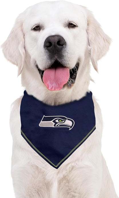 NFL Seattle Seahawks TIE Bandana, Large/X-Large. Dog Bandana Scarf Bib for Pet Cat Dog. The Ultimate Game-Day, Party Bandana