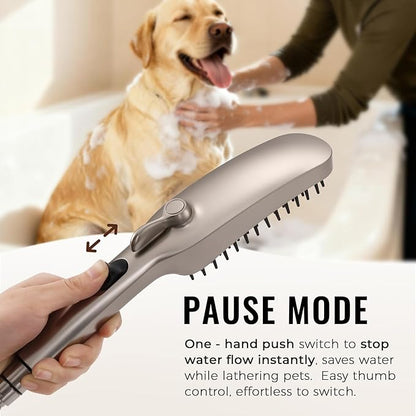 G-Promise 3 Mode Dog Shower Attachment with Pause Mode, Dog shower Sprayer with 78 Inches Stainless Steel Hose, Metal Diverter, Adhesive Holder, for Fast and Easy Dog Bathing and Cleaning