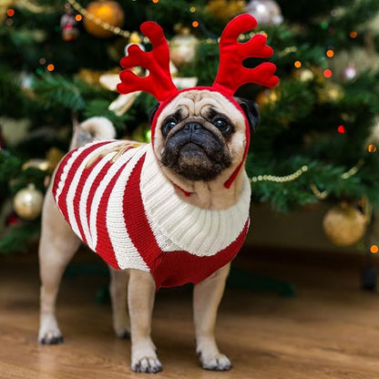 Dog Christmas Sweater Xmas Pet Clothes Cute Striped Gingerbread Man Costume Holiday Puppy Cat Jumpers Outfits New Year Gifts for Small Medium Large Dogs(Red Gingerbread Man,S)
