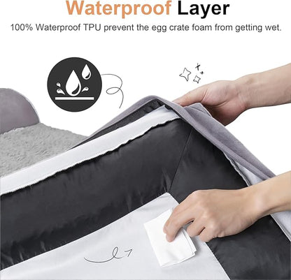 Large Dog Bed Orthopedic Washable: Beds Bolster XL Bed Medium Large Dogs Egg Crate Foam Couch Sofa Waterproof with Removable Cover - Purple