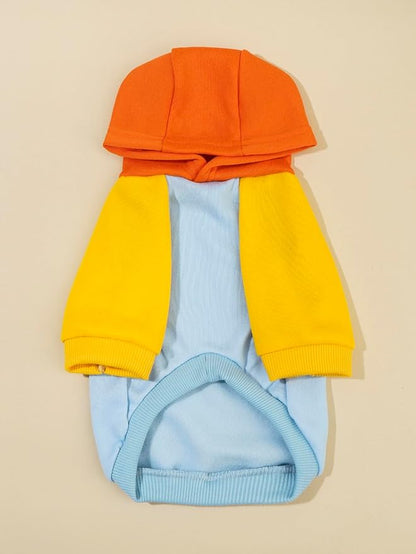 QWINEE Basic Dog Hoodie Sweatshirt Puppy Sweater Warm Cat Costumes Pet Clothes for Chihuahua Puppy Kitten Small Medium Dogs Orange and Blue X-Large