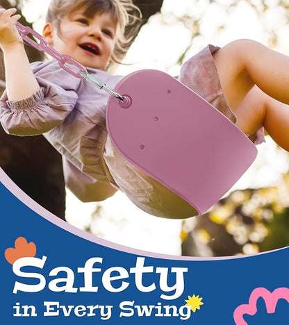Heavy Duty Swing Seat, 66" Rust-Resistant Chains with 30" PPC-Coated Section, Swing Set Accessories Replacement with Quick Links, Kids Swings Supports 330 lbs for Outdoor Playground, Pink