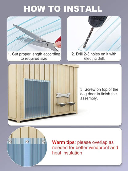 9.8in x 4.9ft Door Replacement Flaps for Dog House - Easy to Cut & Install Transparent Vinyl Strip for Doggie/Doggy/Cat Entry Door