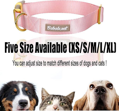 Nylon Dog Collar - Adjustable Pink Soft Webbing Dog Collars for Small Medium Large Dogs Boy Girl Puppy Collar with Safety Metal Buckle XS