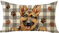 German Shepherd Dog Lumbar Decorative Throw Pillow Cover 12x20, Rectangular Paw Prints Outdoor Home Decor Pet Owner Lover Gift, Farmhouse Buffalo Plaid Sofa Couch Cushion Case Housewarming Gifts