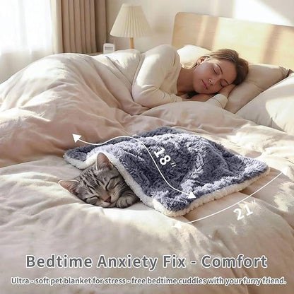Cat Blanket for Indoor Cats Ultra-Soft Plush Small Blanket Machine Washable Cozy Calming for Kittens Cats Bed Couch Car 21"x18" White