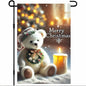 Christmas Garden Flag 12x18 Inch Merry Christmas Bear Flag Double Sided Holiday Banner Outdoor Winter Yard Decoration for Porch Lawn Home