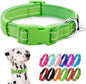 azuza Reflective Dog Collar, Soft Neoprene Padded Pet Collar with ID Tag Ring, Adjustable for Large Dogs,Green,L