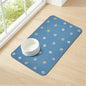 Cat Food Mat Absorbent Dog Mat for Food and Water Non Slip Quick Dry Dog Bowl Mats for Floors 19" X 12" Paw Lake Blue