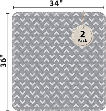 Non-Slip Bed Pads for Incontinence Washable (34" x 36"|2 Pack), Waterproof Bed Pads, Bed Wetting Pads for Bed, Sofa, Floor, Resuable Underpads for Adults, Seniors, Pet