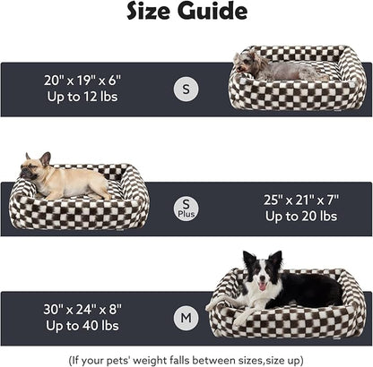 JOEJOY Dog Bed Medium Size Dog, Rectangle Washable Orthopedic Corduroy Fleece Pet Bed with Removable Zipper Cover, Cute Soft Calming Puppy Bed with Non Skid Bottom