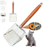 Designed for Deep Litter Boxes, Long Handle Metal Cat Litter Scoop with Holder, Keeps Hands Clean and Away from Odor, Stainless Steel