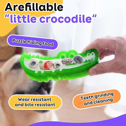 A refillable chew Toy for Small, Medium, and Large Dogs. A Three-in-one Indestructible chew Toy for Frozen Yogurt, Teething, and nibbling. Updated with a grooved Design.(Small)