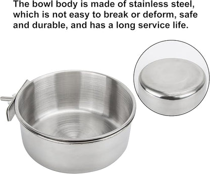 Bird Feeding Dish Cups 3 Pack Parrot Food Bowl Cage with Clamp Holder Stainless Steel Birdcage Coop Water Feeder for Cockatiel Conure Budgies Parakeet Macaw Finches Lovebirds Small Animal (S+M+L)