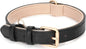 WHIPPY Leather Dog Collar for Small Medium Large Dog Adjustable Soft Breathable Leather Padded Puppy Collar with Alloy Buckle Heavy Duty Waterproof Classic Dog Pet Collar,Black,S