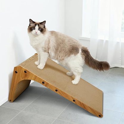 AGYM Cat Scratcher, 26 inch L Shape Cat Scratching Pad for Indoor Cats, Durable Sustainable Cardboard Scratcher, Recyclable Vertical Cat Scratch Pad to Protect Furniture, Large