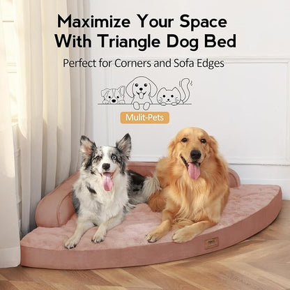 Large Orthopedic Dog Bed with Sides XXXL Dog Beds with Removable Washable Cover Non-Slip Waterproof Pet Bed for Extra Large Dogs - Pink XXXL