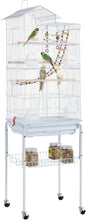 Yaheetech 62.5-inch Roof Top Flight Bird Cage for Parakeets Cockatiels Conures Finches Lovebirds Canaries Budgies Small Parrots, Large Birdcage with Detachable Rolling Stand, White