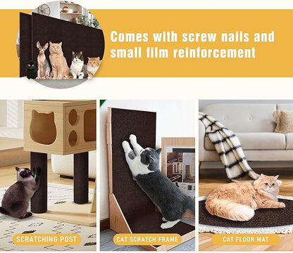 Cat Scratch Mat, 3PCS 39.4"x11.9" DIY Trimmable Self-Adhesive Cats Scratching Mat, Couch Protector from Cats Claw, Cat Scratch Furniture Protector Or Couch Protector (Brown)