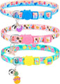 PUPTECK Summer Cat Collars Breakaway with Bell - Pet Collar 3 Pack for Girl Boy Kittens Puppies and Small Pets