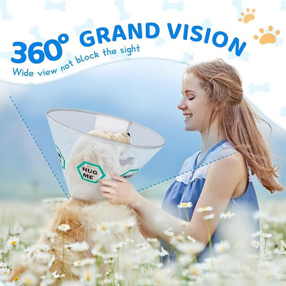 Supet Dog Cone Collar After Surgery to Stop Licking: Adjustable Recovery Elizabeth Collar Alternative for Large Medium Small Dogs, Plastic Pet Head Neck Cone (XL)