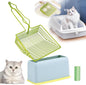DHXYZZB Cat Litter Scoop with Holder, Metal Cat Litter Scoop Deep Shovel Kitty Poop Scooper Stand for Litter Box, Fast Sifting Non-Stick Cat Poop Sifting with Container to Store cat Scooper