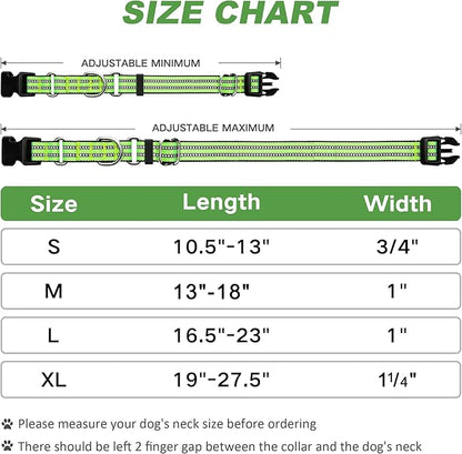 Martingale Dog Collar, Adjustable Nylon Reflective Collar with Buckle No Pull Dog Collar for Small Medium Large Dogs (Lime Green Large)