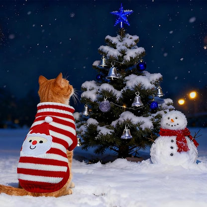 Cat Dog Christmas Sweater Pet Winter Warm Coat Pajamas Small Dog Sweaters Christmas Santa Sweater for Cats Kitty Puppy Small Dogs (Santa, M)