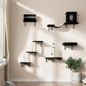 NUNU LAB Cat Wall Shelves Set, 7 Pcs Wall-Mounted Cat Climber with Cat House, Tunnel, Bridge, Scratching Post, Hammock, Wall Shelves, Black