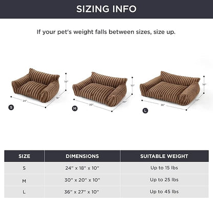 Bedsure ComfyFleece™ Cute Cat Couch for Pets - As Seen on TV on Good Day New York, Fuzzy Cats beds for Indoor Cats with Removable Washable Cover, Supportive Pet Sofa, 24inch, Camel Brown
