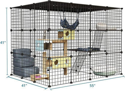 Oneluck 41 Inch Catio Outdoor Cat Enclosure with Super Large Enter Door, Balcony Cat Playpen with Platforms,DIY Outside Cat Patio Large Exercise Place Ideal for 1-3 Cats