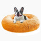 JOLLYVOGUE Calming Dog Bed Medium Size Dog, Anti-Anxiety Donut Medium Pet Bed, 31 inches Fluffy Faux Fur Round Cat Bed, Fits up to 45 lbs Pets (Orange)