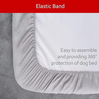 Waterproof Dog Bed Covers Replacement Washable Pet Hair Easy to Remove, Noiseless Quilted Puppy Pet Bed Cover Lovely Grey Star Print 35x44 Inches, for Dog/Cat, Cover Only